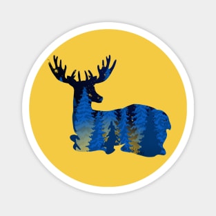 Blue Deer Silhouette Magnet